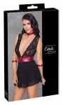 Cottelli Bondage Babydoll M, juoda su raudonais akcentais