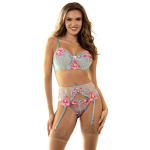 SUBBLIME SETS &ndash; subblime - 957643 gėlėmis i&scaron;siuvinėtas kra&scaron;tas ir dirželis rožinis s/m