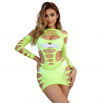 SUBBLIME DRESSES &ndash; subblime - 952280 žalia ilgomis rankovėmis elastinės žuvies tinklo suknelė vienas dydis