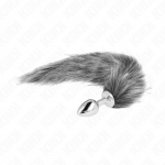 KINK PLEASURE PLUGS &ndash; kink - anal plug size s 7 x 3 cm su dirbtiniu uodega 40 cm pilkas