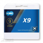 Grandinė KMC X9 silver/grey 1/2" x 11/128", 122 nareliai, 6.6mm, 9Pav.
