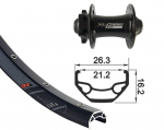 Priekinis ratas 29" XLC 6-bolt,bl.,TA 15,32h FW-A16, Rodi Black Rock DISK bl. Niro spokes(bl)