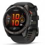 Garmin fenix 8 Pro &ndash; 51 mm, AMOLED  Sapphire, Pilkos anglies spalvos DLC titanas su juodos / pilkos akmenukų spalvos silikoniniu dirželiu