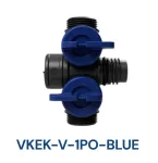 Henco Kolektorius plastikinis PRO-FLOW, PVDF 1xPO, mėlynas, 2 EK at&scaron;akos vertikaliai