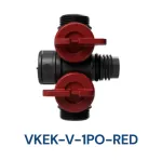 Henco Kolektorius plastikinis PRO-FLOW, PVDF 1xPO, raudonas, 2 EK at&scaron;akos vertikaliai
