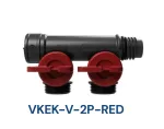 Henco Kolektorius plastikinis PRO-FLOW, PVDF 2P, raudonas, 2 EK at&scaron;akos