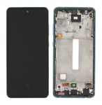Ekranas tinkantis Samsung A525 A52 4G/A526 A52 5G su lietimui jautriu stikliuku ir rėmeliu Awesome Blue (service pack)
