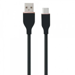 Silikoninis kabelis USB Type-A - Type-C (juodas, 2m)