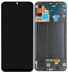 Ekranas tinkantis Samsung A505 A50 2019 su lietimui jautriu stikliuku ir rėmeliu Black (service pack)