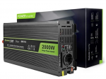 Įtampos keitiklis 12Vdc/230Vac 2000W/4000W 50Hz modifikuotas sinusas, su USB 5V 2.1A, Green cell