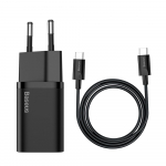 Įkroviklis Baseus TZCCSUP 25W + Type-C kabelis juodas