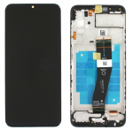 Ekranas tinkantis Samsung A035G (A03 2022) su lietimui jautriu stikliuku ir rėmeliu Black (service pack)