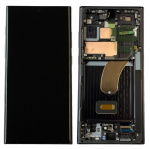Ekranas tinkantis Samsung S918 S23 Ultra 5G su lietimui jautriu stikliuku ir rėmeliu Phantom Black (assembled service pack)