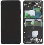Ekranas tinkantis Samsung G998 S21 Ultra su lietimui jautriu stikliuku ir rėmeliu Phantom Black (service pack)