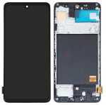 Ekranas tinkantis Samsung A515 A51 2020 su lietimui jautriu stikliuku ir rėmeliu Black (used Grade C)
