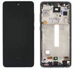 Ekranas tinkantis Samsung A528 A52S 2021 su lietimui jautriu stikliuku ir rėmeliu Awesome Black (assembled service pack)