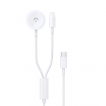USB kabelis Dudao A12MAX-2in1 USB-C to iWatch/Lightning 20W 1.2m baltas