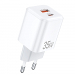 Įkroviklis Awei PD66-EU 35W GaN USB-A/USB-C baltas