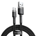 USB kabelis Baseus Cafule Type-C 1.0m 3.0A pilkas-juodas CATKLF-BG1