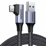 Kabelis USB A - USB C kampinis, 1m 3A juodas, su nailoniniu &scaron;arvu US385 UGREEN