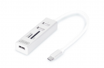 Hub Type-C į 3xUSB-A 2.0 + kortelių skaitytuvas, DA-70243, Digitus