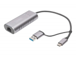 Digitus | USB Type-C Gigabit Ethernet Adapter 2.5G, USB-C + USB A (USB3.1/3.0) | DN-3028