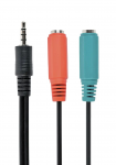Perėjimas 3,5mm ki&scaron;tukas 4-kontaktų į 2x3,5mm lizdus, CCA-417, Gembird