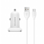 Aut įkrov Borofone BZ12 su micro USB baltas
