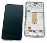 Ekranas tinkantis Samsung A546 A54 5G 2023 su lietimui jautriu stikliuku ir rėmeliu White (assembled service pack)