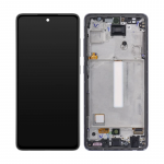 Ekranas tinkantis Samsung A525 A52 4G/A526 A52 5G su lietimui jautriu stikliuku ir rėmeliu Awesome Black (service pack)
