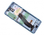 Ekranas tinkantis Samsung G981F/G980F S20 su lietimui jautriu stikliuku ir rėmeliu Cloud Blue (service pack)