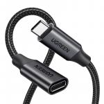 Kabelis ilgiklis USB C ki&scaron;tukas - USB C lizdas USB3.2 100W 1m 10Gbps juodas US372 UGREEN