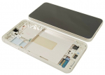 Ekranas tinkantis Samsung S911 S23 5G su lietimui jautriu stikliuku ir rėmeliu Cream (service pack)