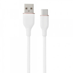 Silikoninis kabelis USB Type-A - Type-C (baltas, 1m)