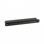 Komutacinė panelė 19" EFB 37666SW.1M (Juoda, Cat6A STP, 24 prievadai, 10G, 1U)