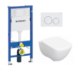 set of WC Modo rimfree, element Duofix Basic Delta and flush plate white KK MODO DELTA WH