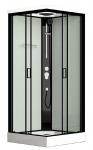 shower cabin Marine, 900x900 mm, h=2170, with tray, waste and mixer, black/transparent 4000876