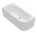 bathtub Oberon 2.1, 1800x800 mm, back to wall for left corner, stone white Quaryl UBQ180OBN9CL00VD01