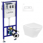 WC puodo komplektas: su QR/SC dangčiu Optica Vortex, IneoNova potinkinis rėmas, mygtukas, baltas KK OPTICA INEONOVA WH