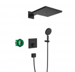 concealed shower system with ShowerSelect thermostat, matt black 27939670
