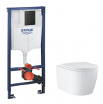 komplekts - pods ar QR/SC vāku BauCeramic rimless, rāmis Solido, taustiņ&scaron; Even, stiprinājumi KK E BAUCERAMIC SOLIDO PHBL