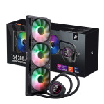 1STPLAYER TS4 360, 360 mm AIO procesoriaus au&scaron;intuvas, ARGB, LED ekranas, juodas