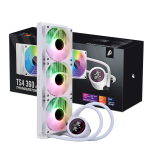1STPLAYER TS4 360, 360 mm AIO procesoriaus au&scaron;intuvas, ARGB, LED ekranas, baltas