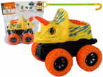 Žaislinis dinozauro automobilis Lean Toys, geltonas/oranžinis, 13x12x11,5 cm