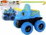Žaislinis dinozauro automobilis Lean Toys, mėlynas/geltonas, 13x12x11,5 cm