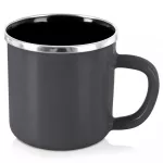 Emaliuotas puodelis su rankenėle, pilkas, 400 ml, 12 &times; 9 &times; 8,5 cm