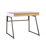 Konsolinis stalas su 2 stalčiais, baltos ir natūralios medienos spalvų, 90 &times; 60 &times; 76 cm