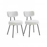 Valgomojo kėdės komplektas 2 vnt. su vilnos apmu&scaron;alu, kreminės spalvos