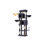 Katės draskyklė su dviem urvais, 175 cm, tamsiai pilka