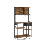 Virtuvinė lentyna su ki&scaron;tukiniais lizdais ir audinio stalčiumi 40 x 100 x 180,4 cm